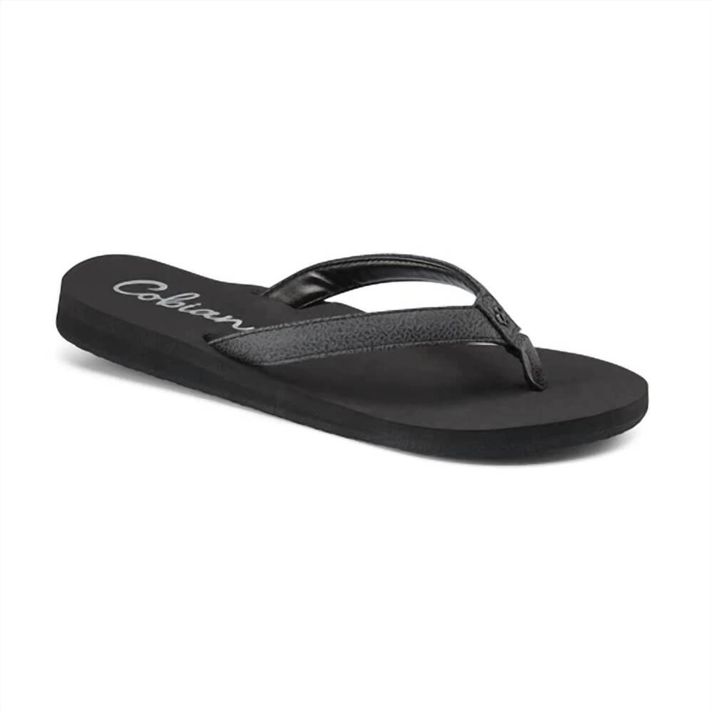 NEW COBIAN women's skinny bounce flip flops in black